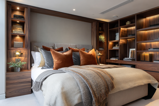 modern bedroom built in cupboards