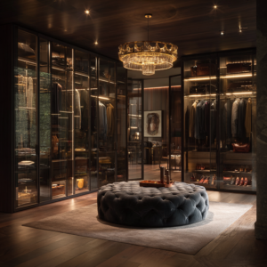 Walk-in closet lounge space