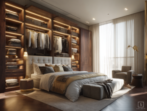 Mixed material wardrobe panels